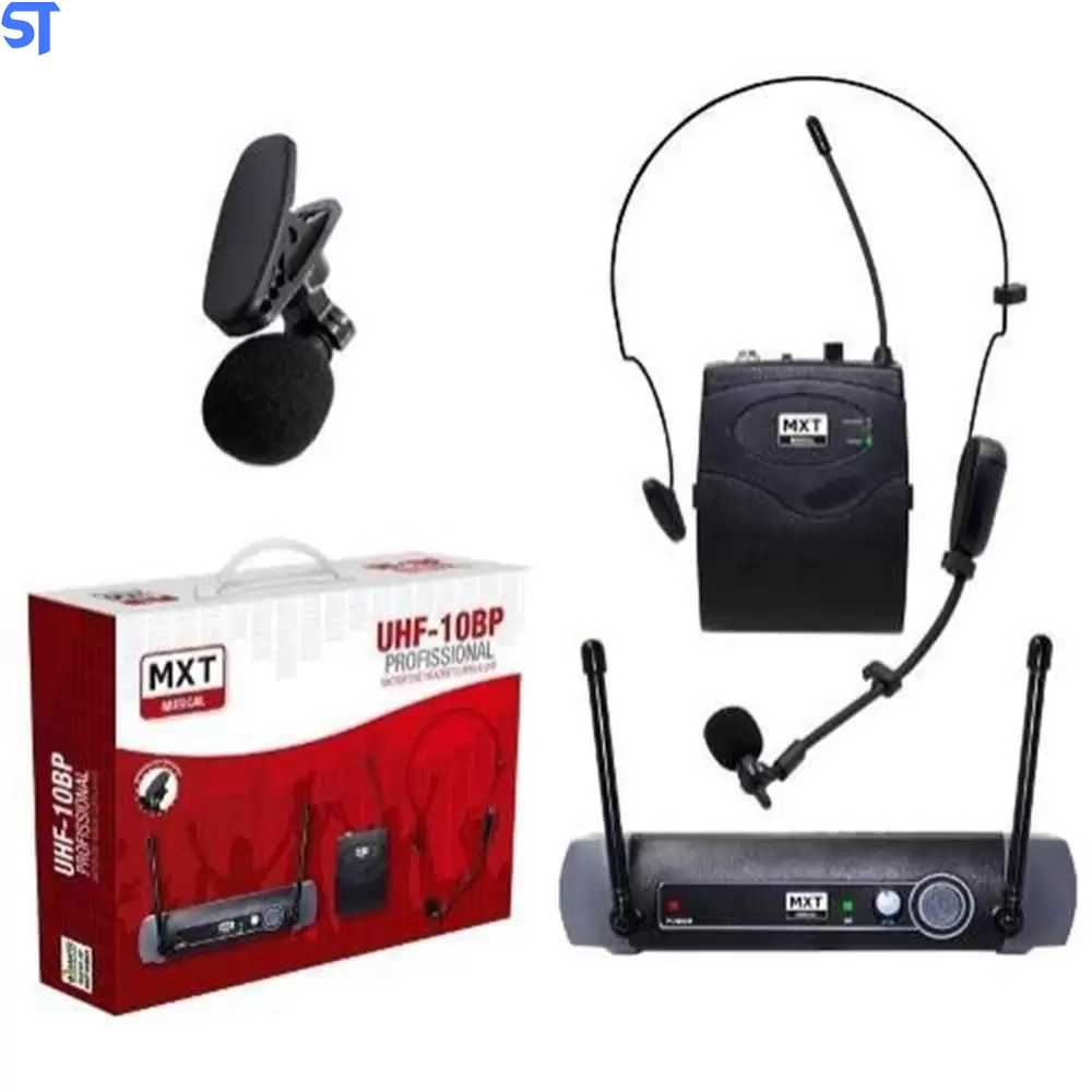 Microfone Lapela Sem Fio Headset MXT Uhf-10bp Profissional